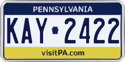 PA license plate KAY2422