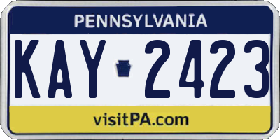 PA license plate KAY2423
