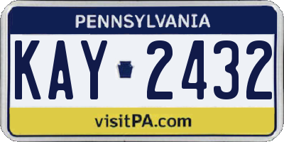 PA license plate KAY2432