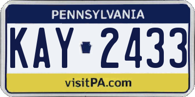 PA license plate KAY2433