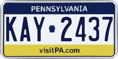 PA license plate KAY2437