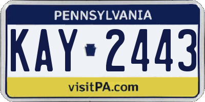 PA license plate KAY2443