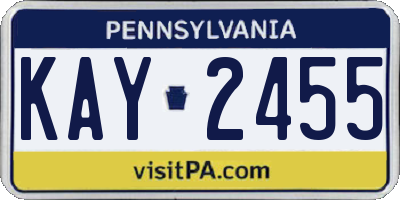PA license plate KAY2455