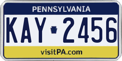 PA license plate KAY2456