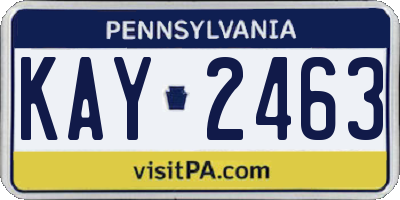 PA license plate KAY2463