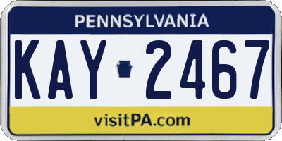 PA license plate KAY2467