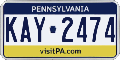PA license plate KAY2474