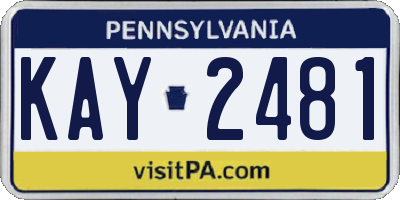 PA license plate KAY2481