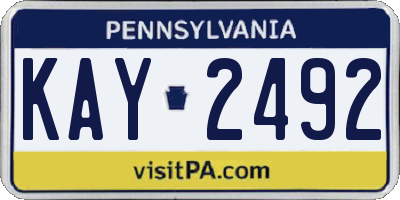 PA license plate KAY2492