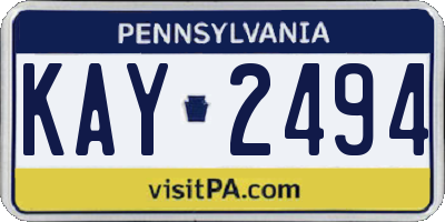 PA license plate KAY2494