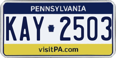 PA license plate KAY2503