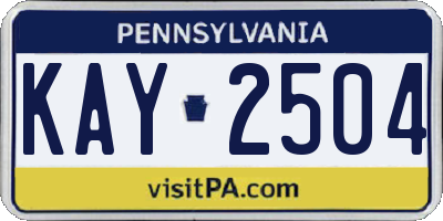 PA license plate KAY2504