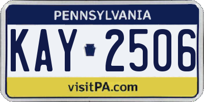 PA license plate KAY2506