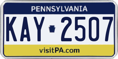PA license plate KAY2507