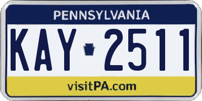 PA license plate KAY2511