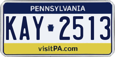 PA license plate KAY2513