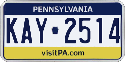 PA license plate KAY2514