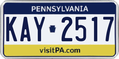 PA license plate KAY2517