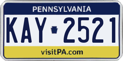 PA license plate KAY2521