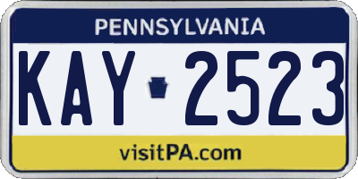 PA license plate KAY2523
