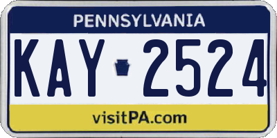 PA license plate KAY2524