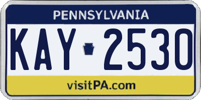PA license plate KAY2530