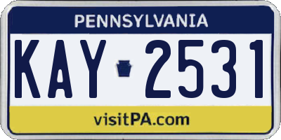 PA license plate KAY2531