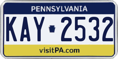 PA license plate KAY2532