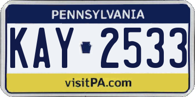 PA license plate KAY2533