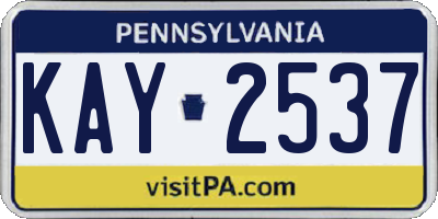 PA license plate KAY2537