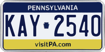 PA license plate KAY2540