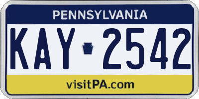 PA license plate KAY2542