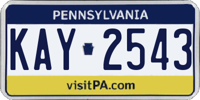 PA license plate KAY2543