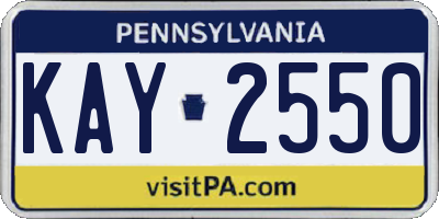 PA license plate KAY2550