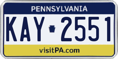 PA license plate KAY2551