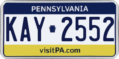 PA license plate KAY2552