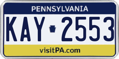 PA license plate KAY2553