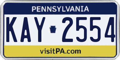 PA license plate KAY2554