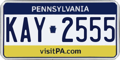 PA license plate KAY2555