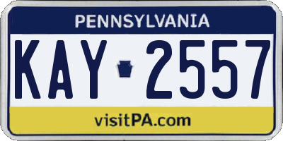 PA license plate KAY2557