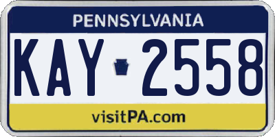 PA license plate KAY2558