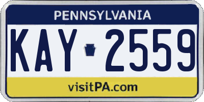 PA license plate KAY2559