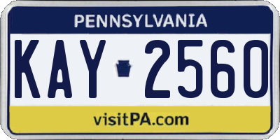 PA license plate KAY2560