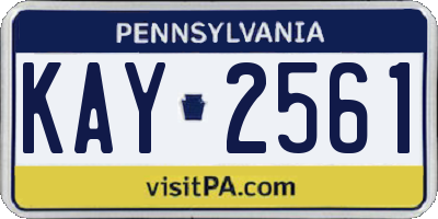 PA license plate KAY2561