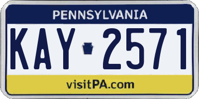 PA license plate KAY2571