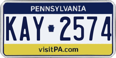 PA license plate KAY2574
