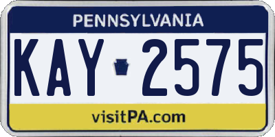 PA license plate KAY2575