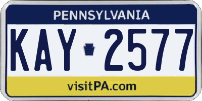 PA license plate KAY2577
