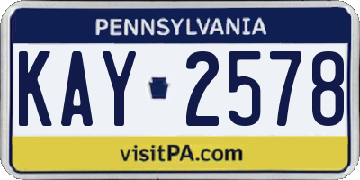 PA license plate KAY2578