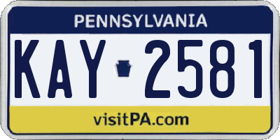 PA license plate KAY2581